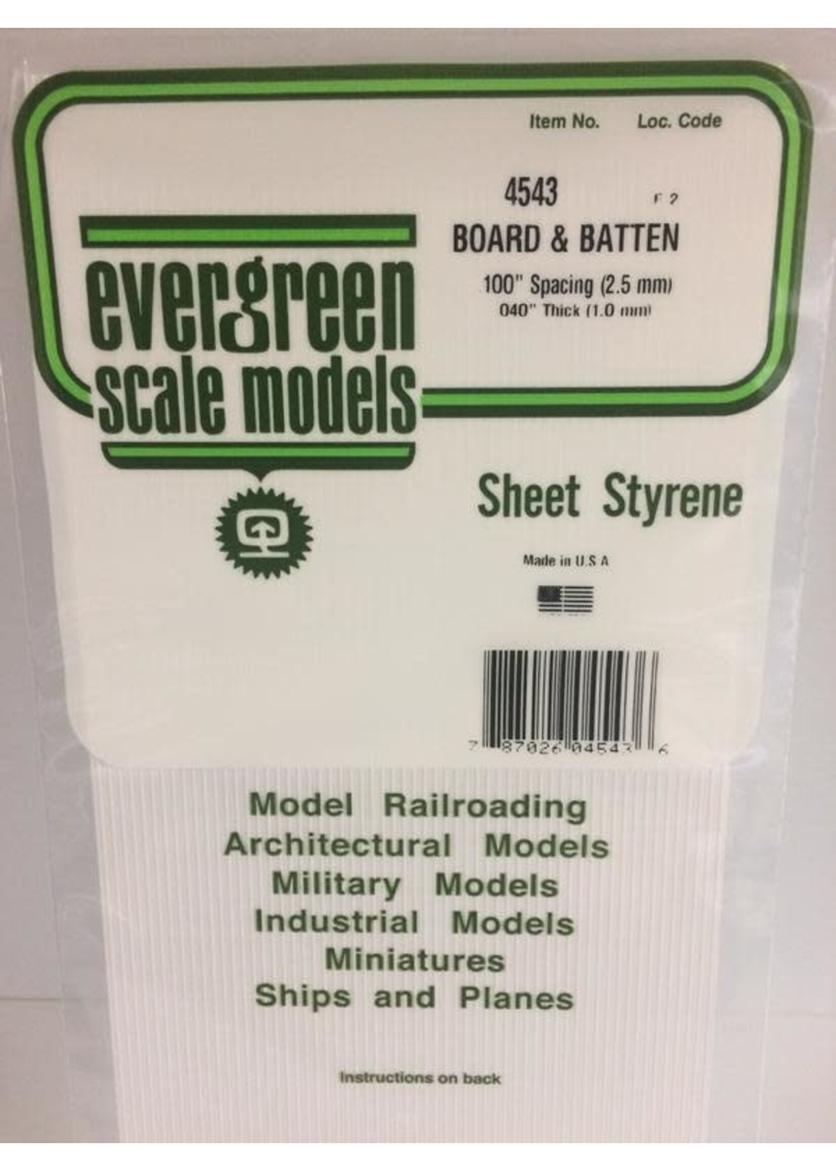 Evergreen Scale Models EVE4543 Styrene .040 Board & Batten Sheet