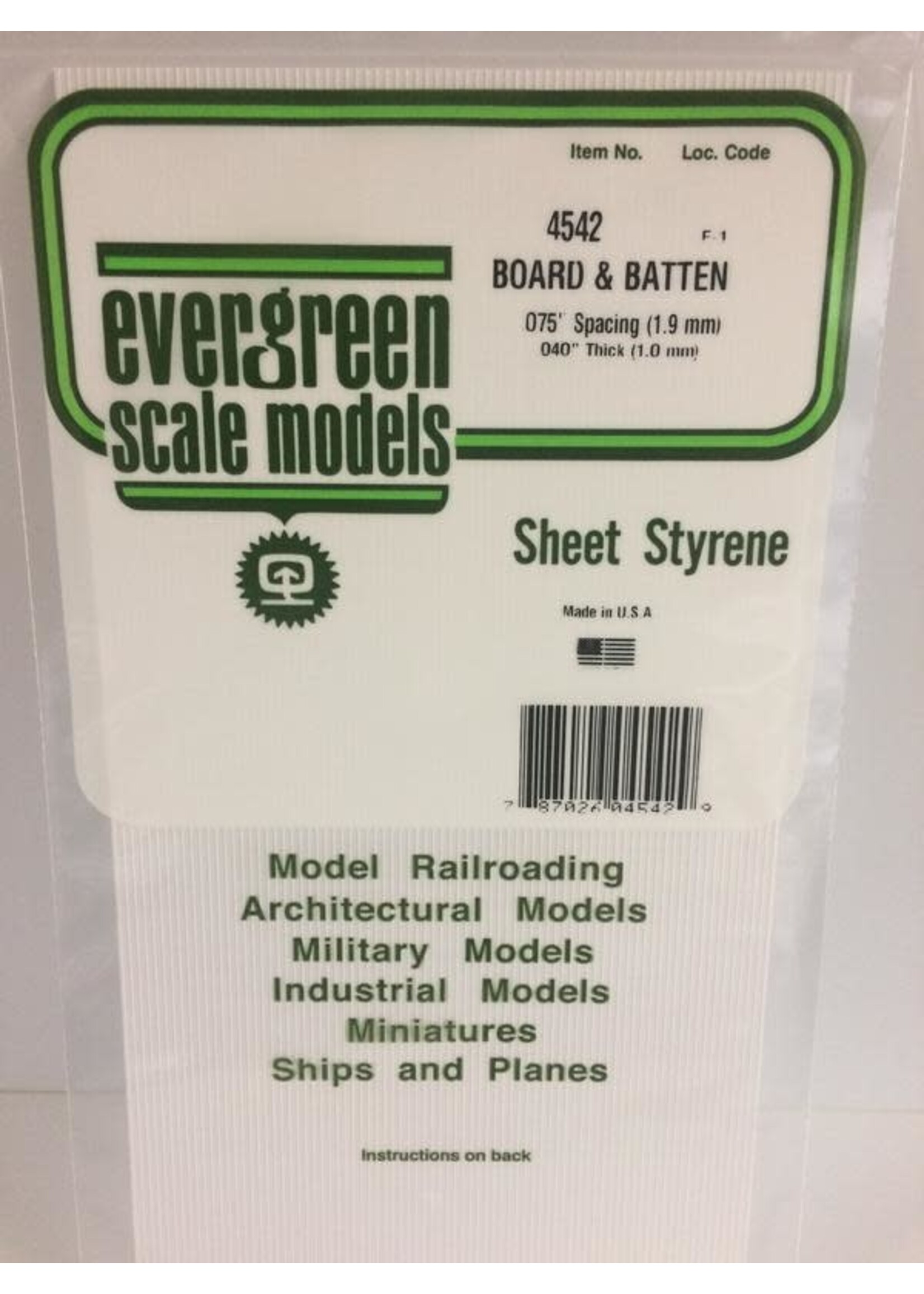 Evergreen Scale Models EVE4542 Styrene .040 Board & Batten Sheet