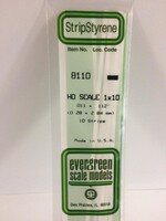Evergreen Scale Models EVE8110 Styrene HO-Scale 1x10 Strip (10pc)