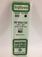Evergreen Scale Models EVE8202 Styrene HO-Scale 2x2 Strip (10pc)