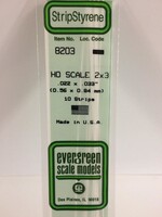 Evergreen Scale Models EVE8203 Styrene HO-Scale 2x3 Strip (10pc)