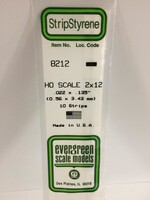 Evergreen Scale Models EVE8212 Styrene HO-Scale 2x12 Strip (10pc)