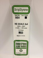 Evergreen Scale Models EVE8404 Styrene HO-Scale 4x4 Strip (10pc)