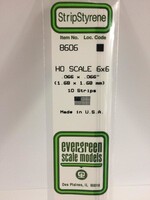 Evergreen Scale Models EVE8606 Styrene HO-Scale 6x6 in Strip (10pc)