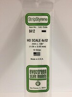 Evergreen Scale Models EVE8412 Styrene HO-Scale 4x12 Strip (10pc)