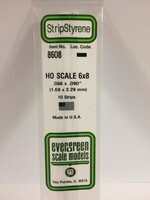 Evergreen Scale Models EVE8608 Styrene HO-Scale 6x8 Strip (10pc)
