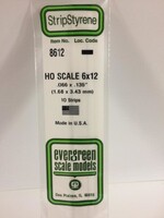 Evergreen Scale Models EVE8612 Styrene HO-Scale 6x12 Strip (10pc)