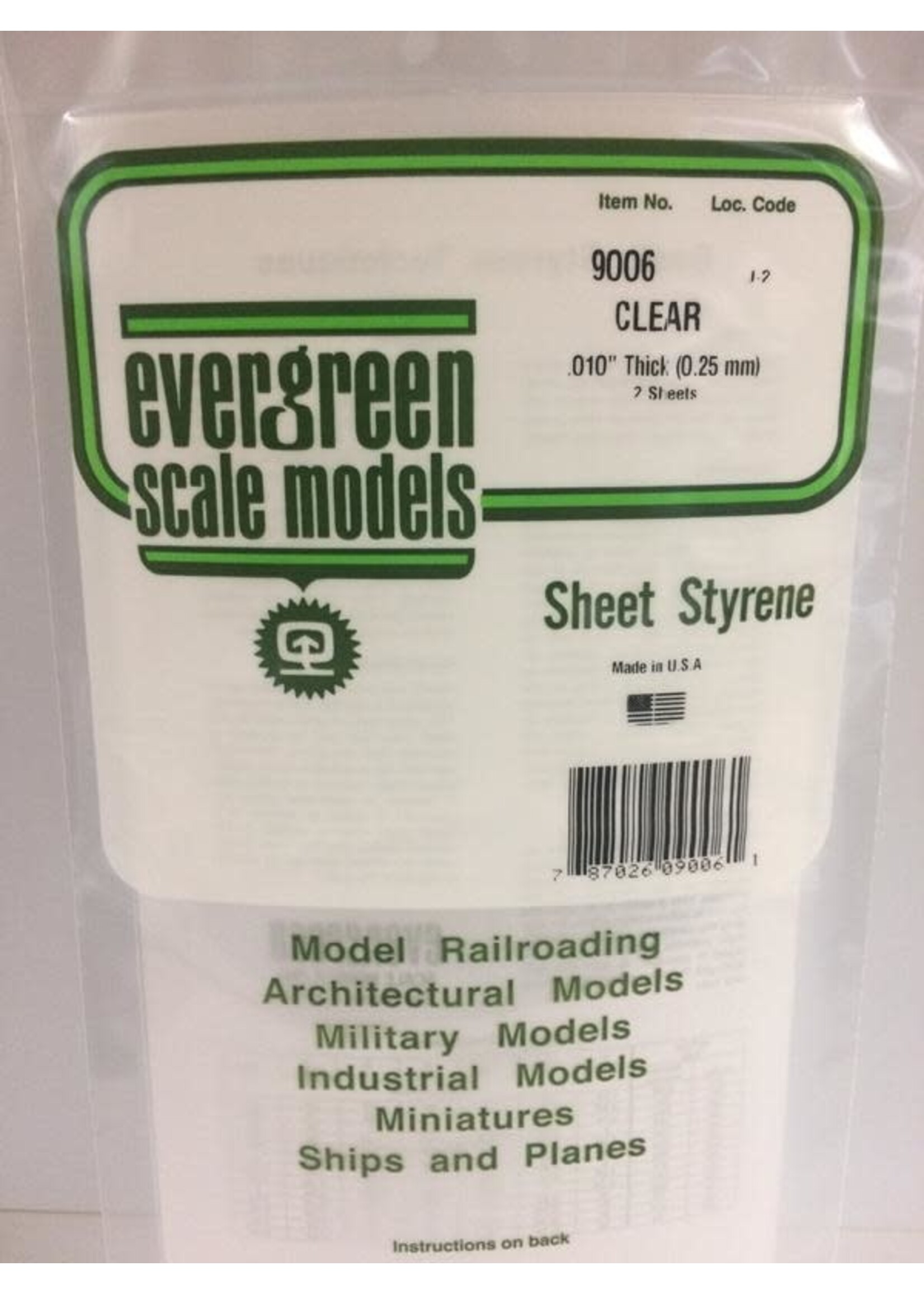 Evergreen Scale Models EVE9006 Styrene .010 Clear Sheet (2pc)