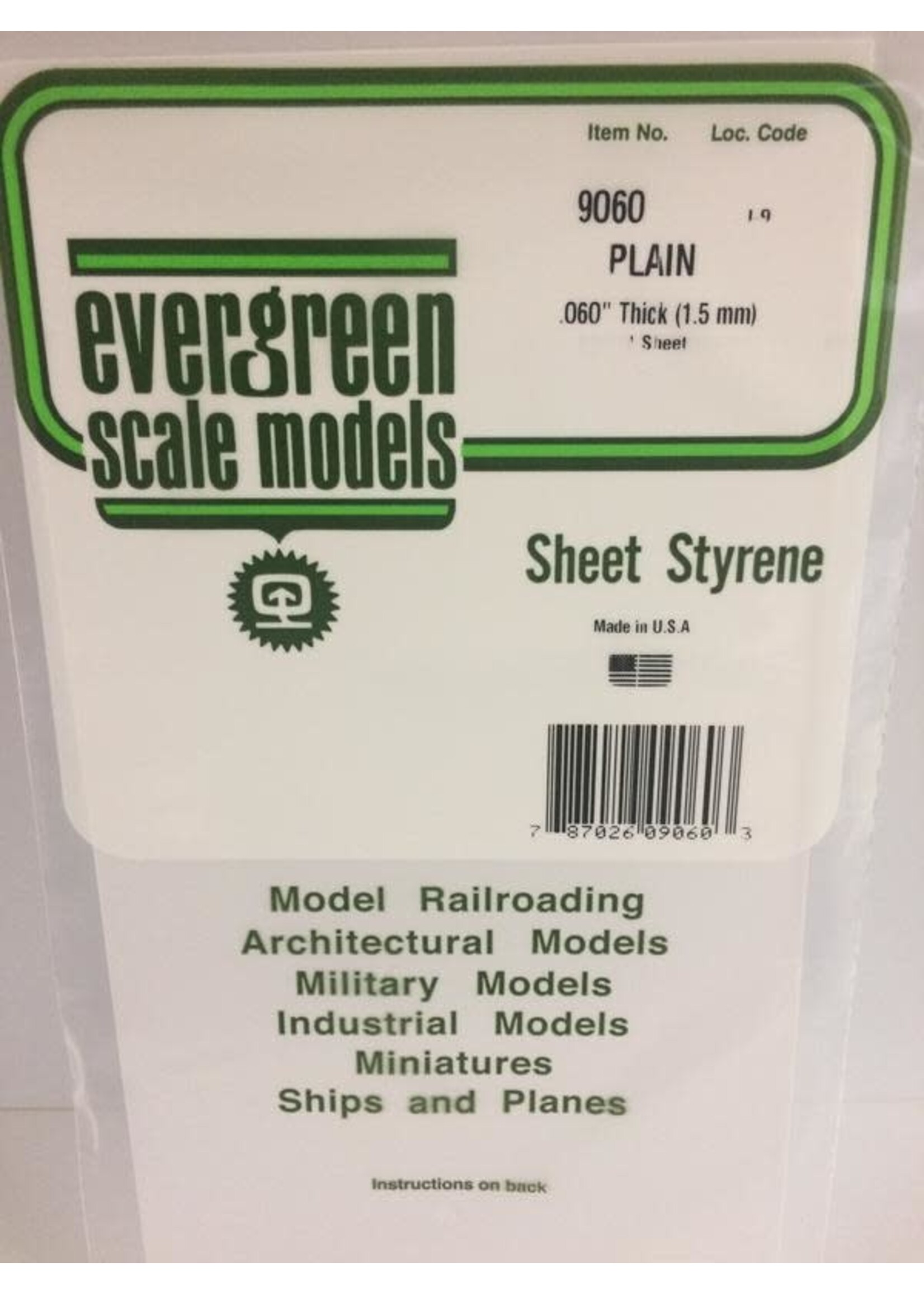 Evergreen Scale Models EVE9060 Styrene .060 Plain Sheet (1pc)