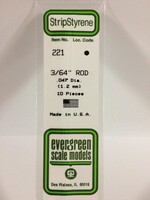 Evergreen Scale Models EVE221 Styrene .047 inch Rod (10pc)