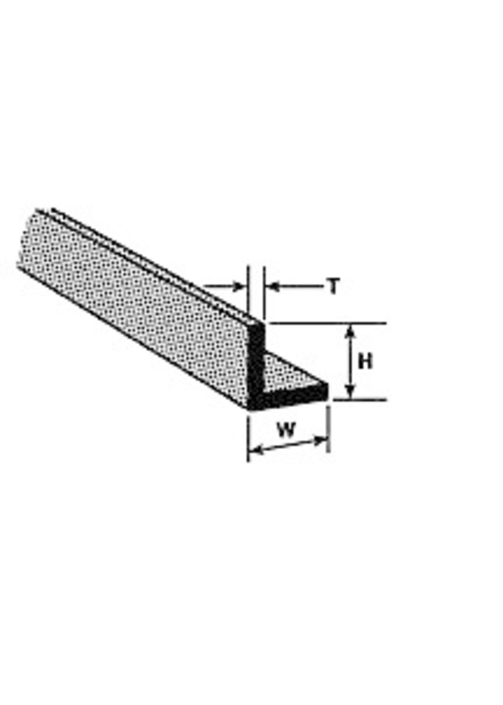 Plastruct PLA90008 Styrene ABS 3/8 inch Angle