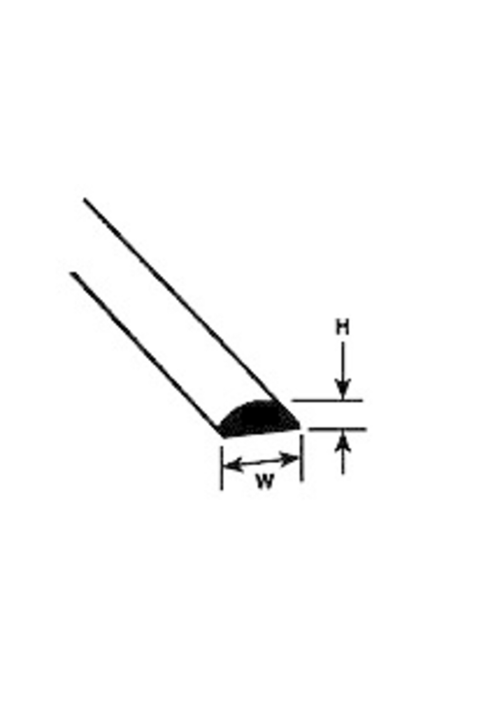 Plastruct PLA90883 Styrene Half-Round Rod