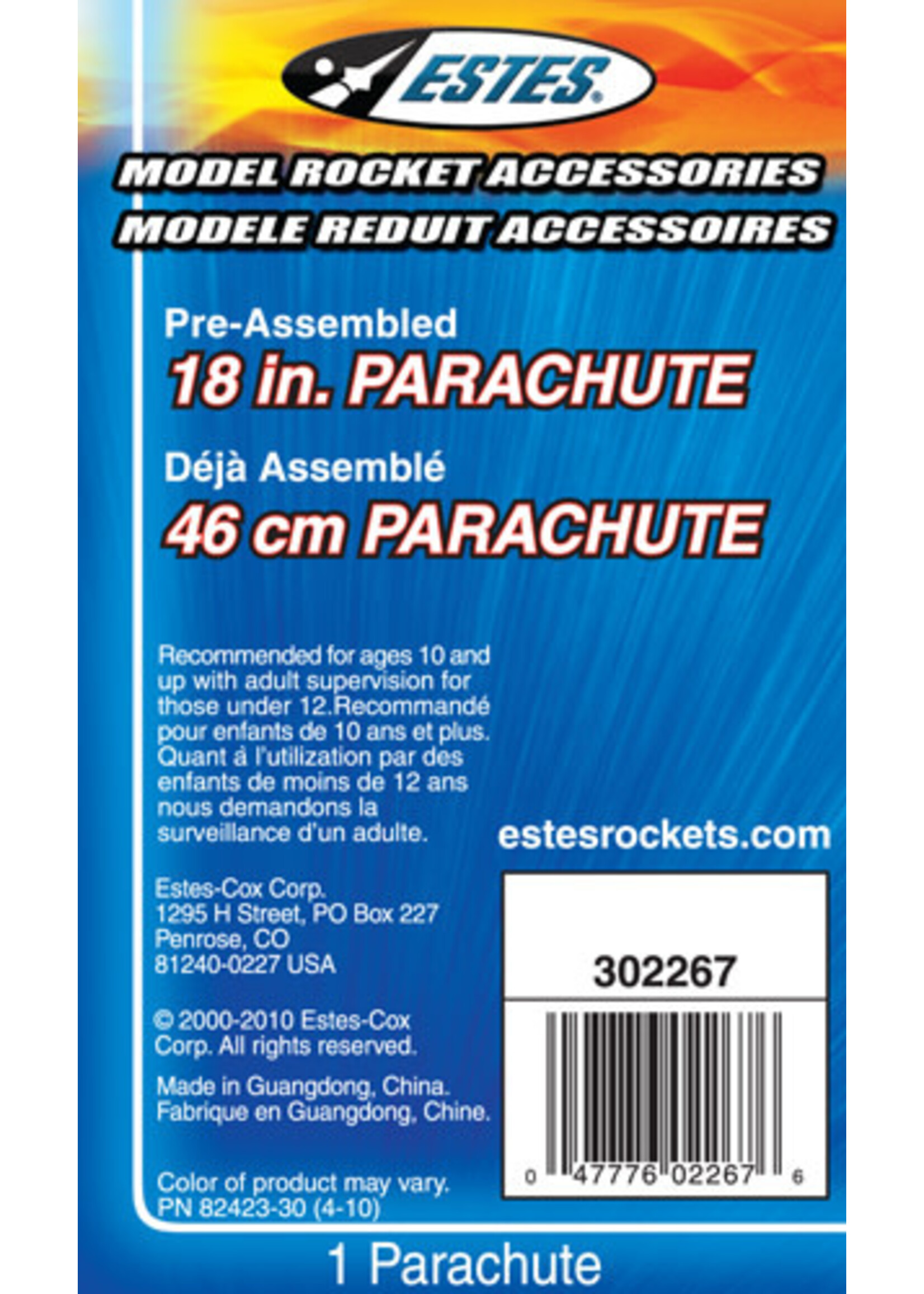 Estes ***EST2267 Plastic Parachute 18 in