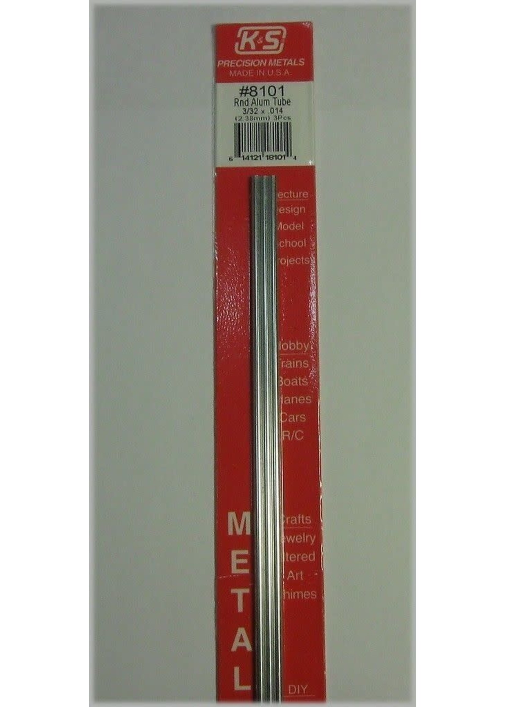 K&S Metals KSE8101 3/32 OD inch Aluminum Tube (3pc)