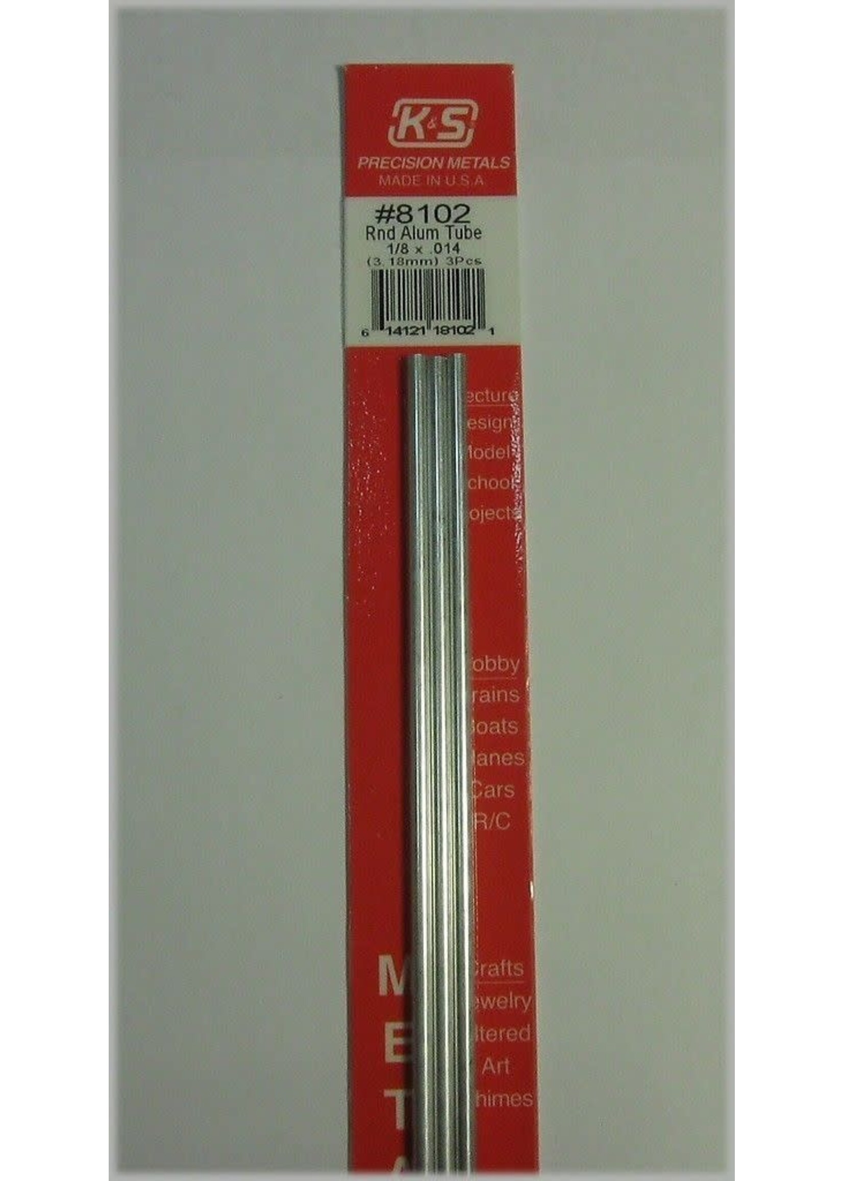 K&S Metals KSE8102 1/8 inch OD Aluminum Tube (3pc)