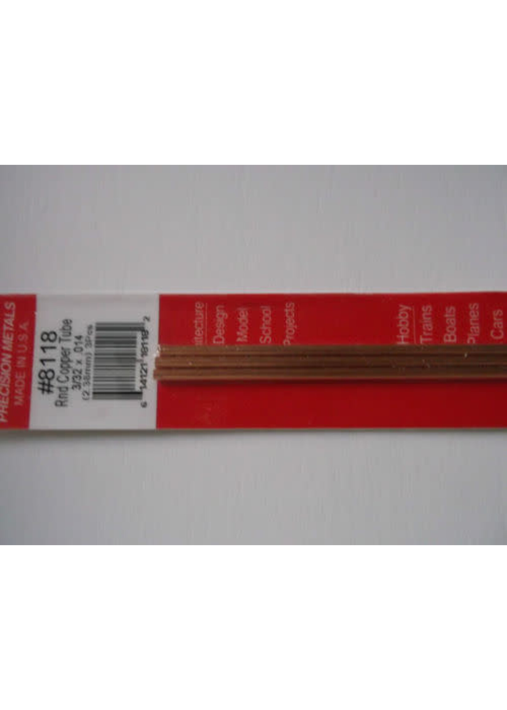 K&S Metals KSE8118 3/32 Copper Tube