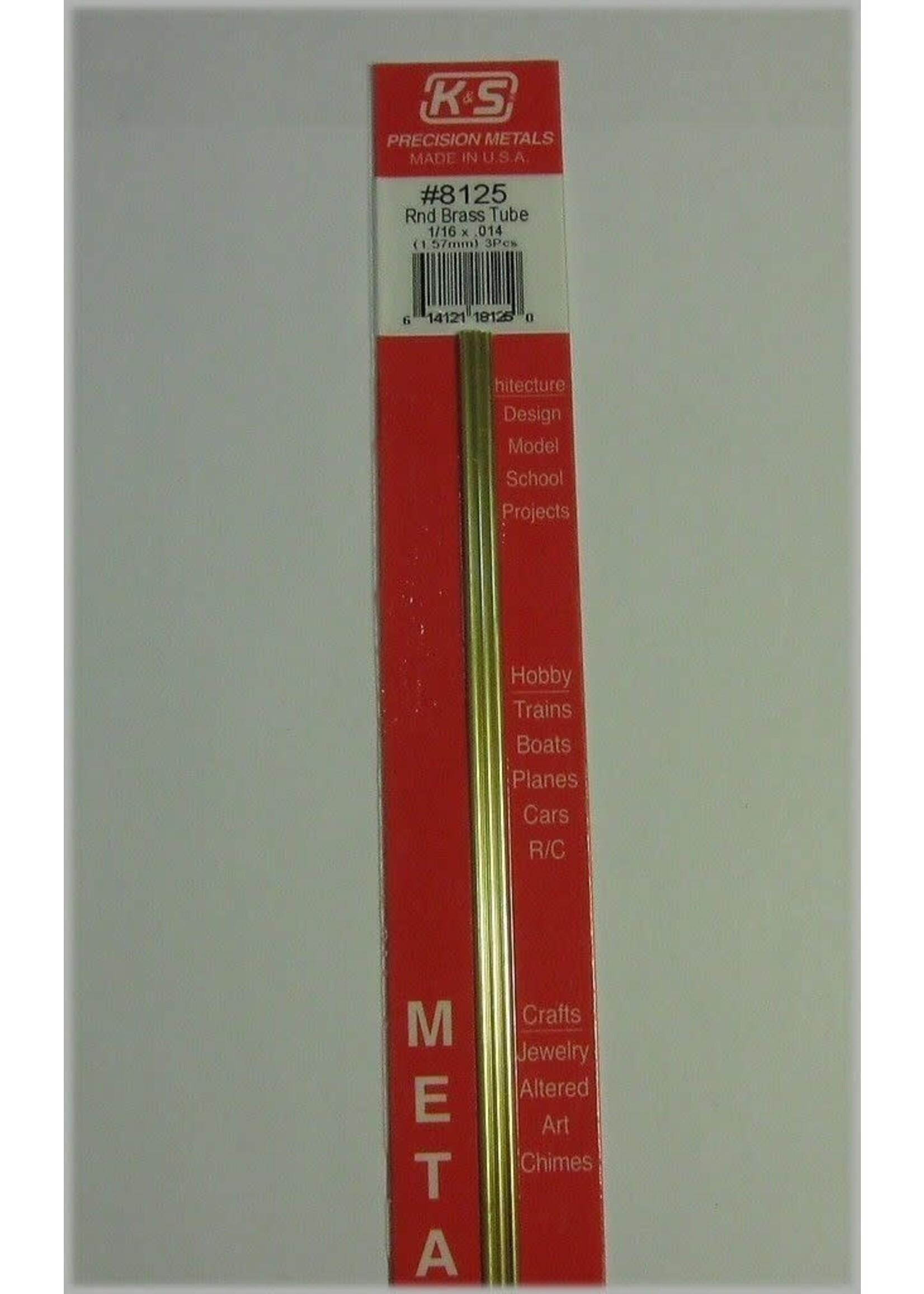 K&S Metals KSE8125 1/16 OD Round Brass Tube