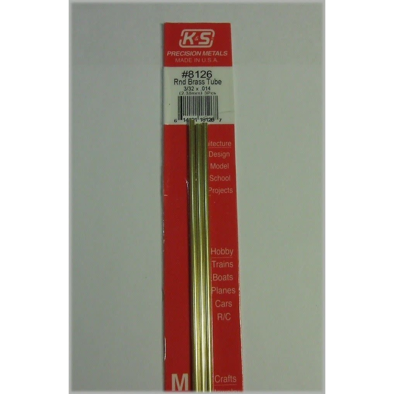 K&S Metals KSE8126 3/32 OD Round Brass Tube (3pc)