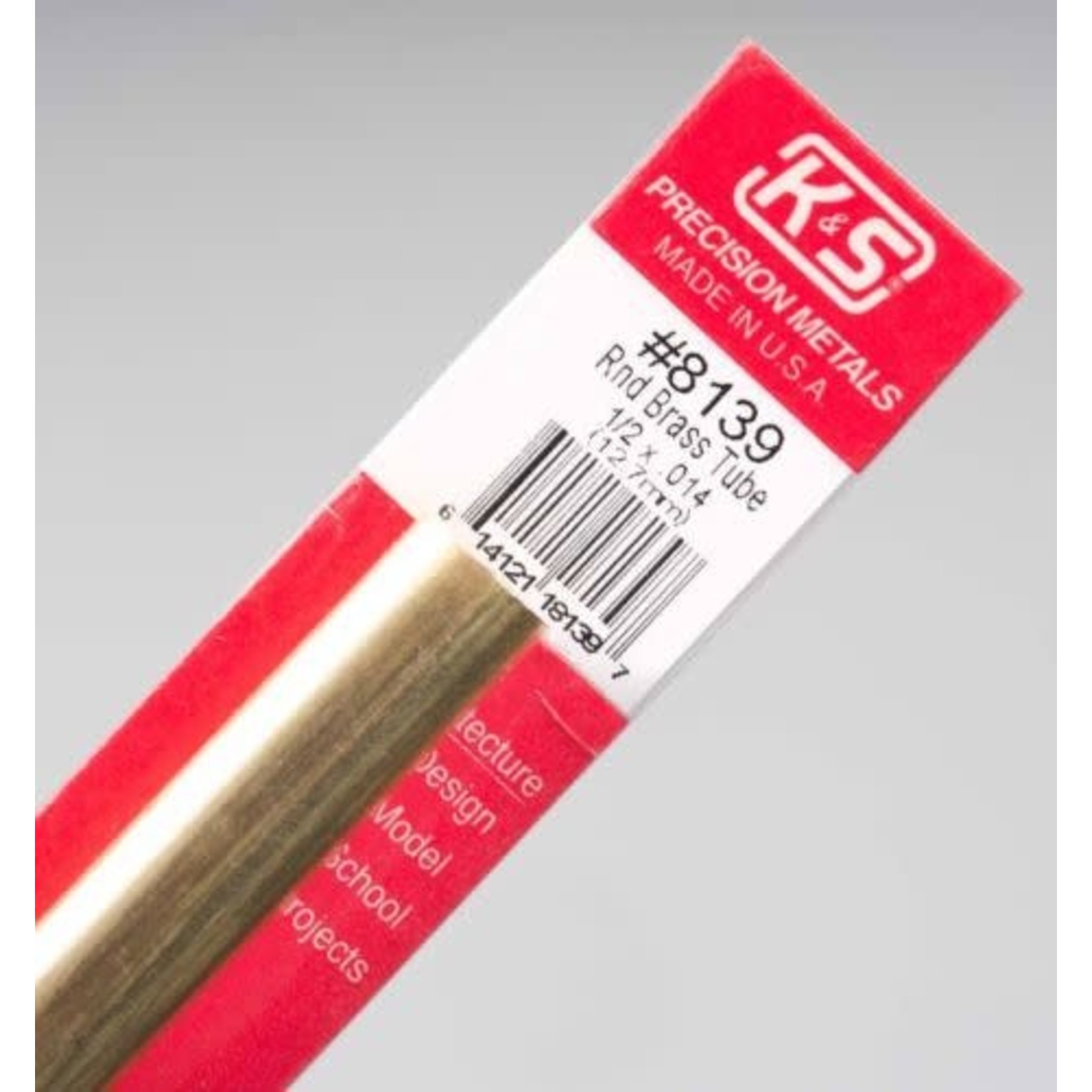 K&S Metals KSE8139 1/2'' Round Brass Tube