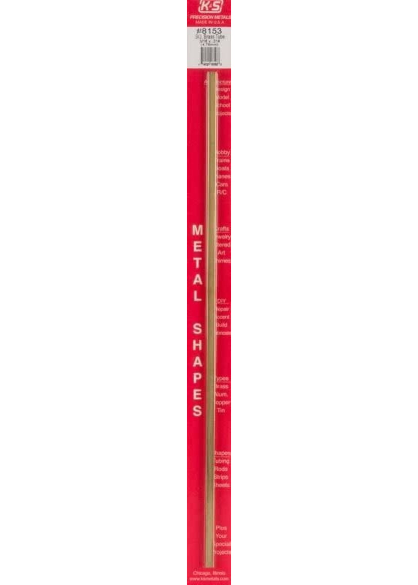 K&S Metals KSE8153 3/16 Square Brass Tube