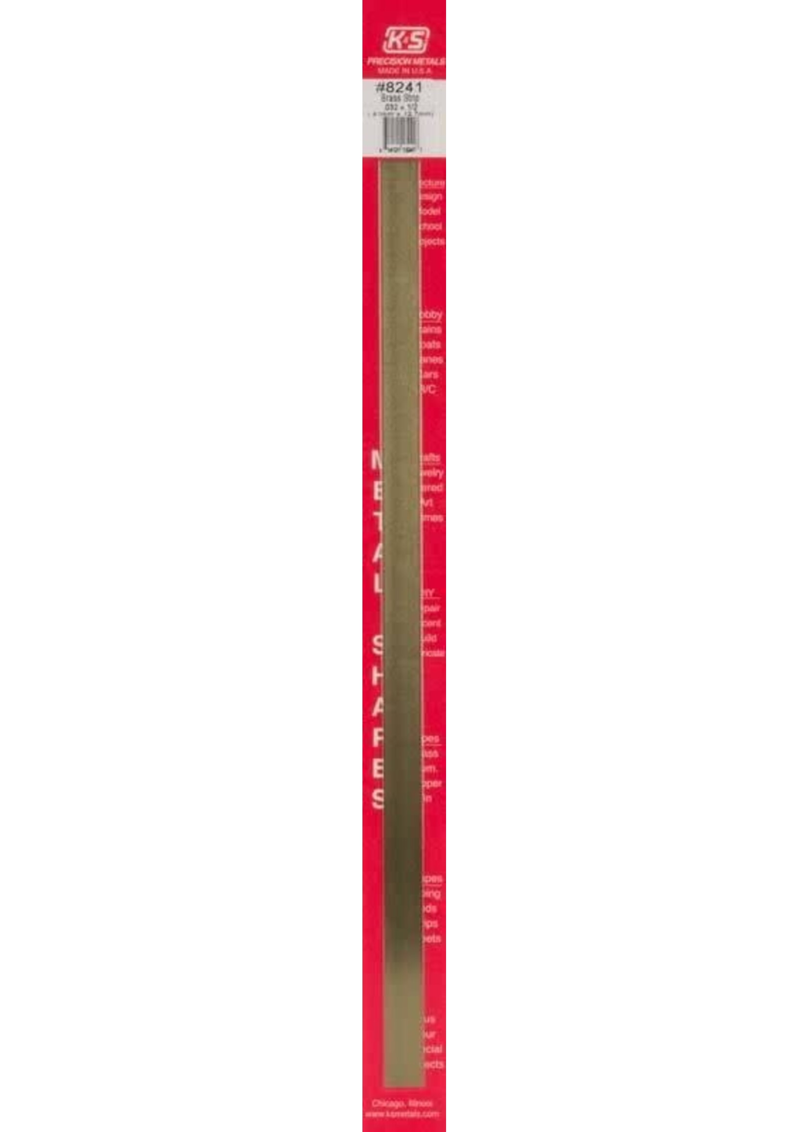 K&S Metals KSE8241 .032x1/2" Brass Strip (1pc)