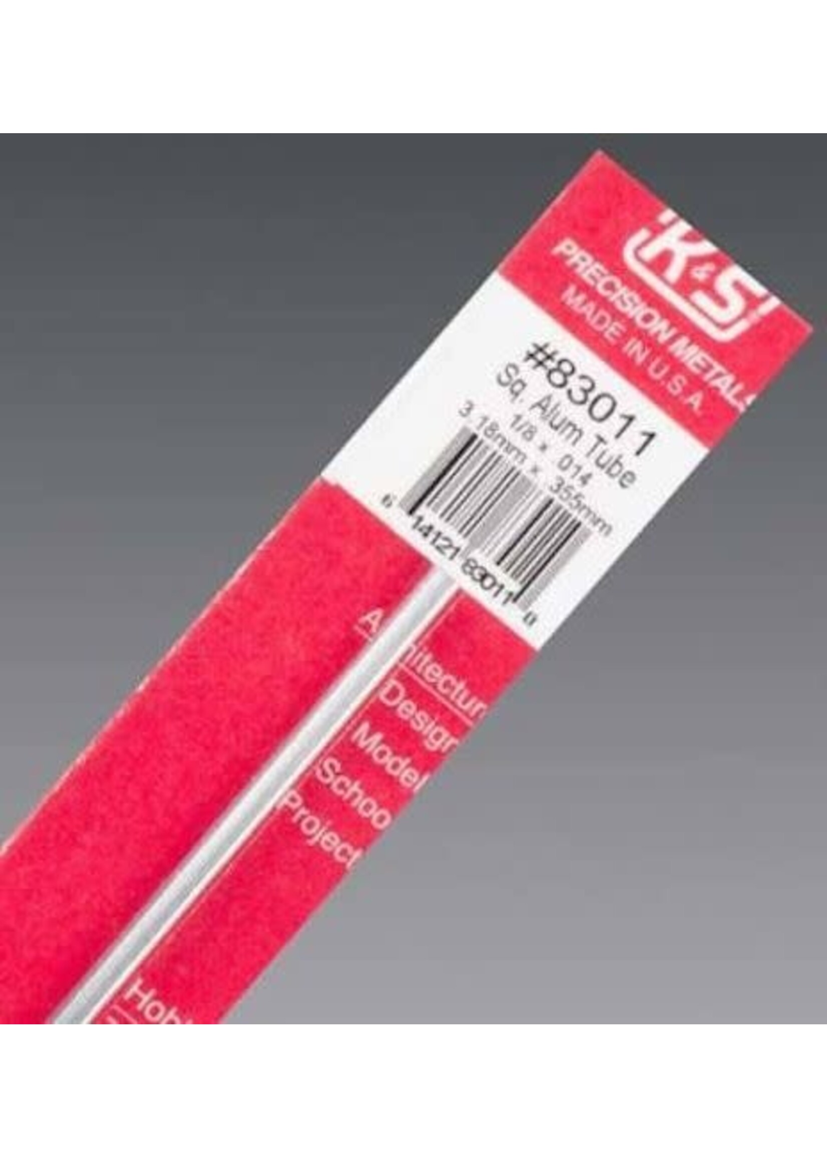 K&S Metals KSE83011 1/8x.014 Square Aluminum Tube (1pc)