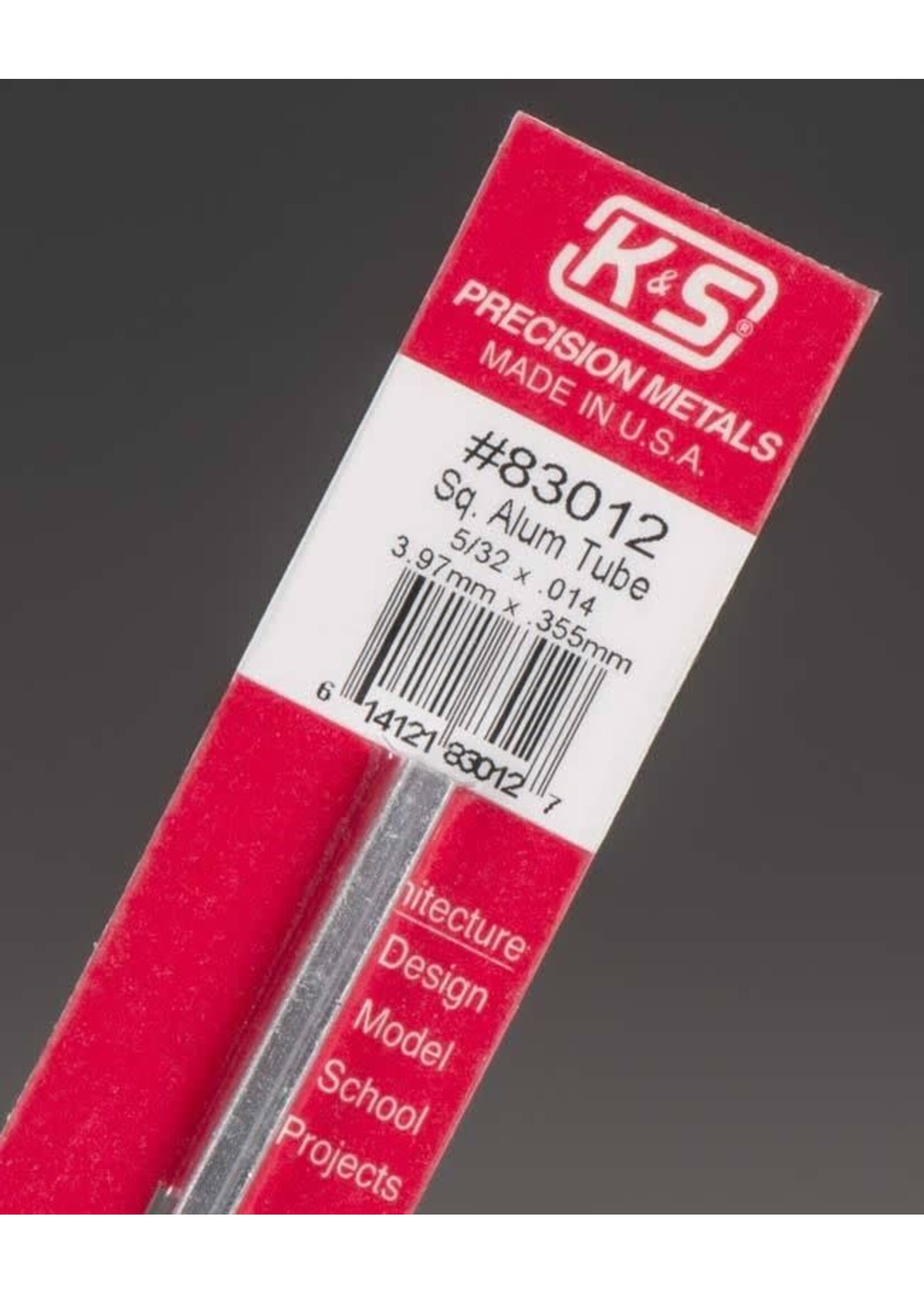K&S Metals KSE83012 5/32x.014 Square Aluminum Tube (1pc)