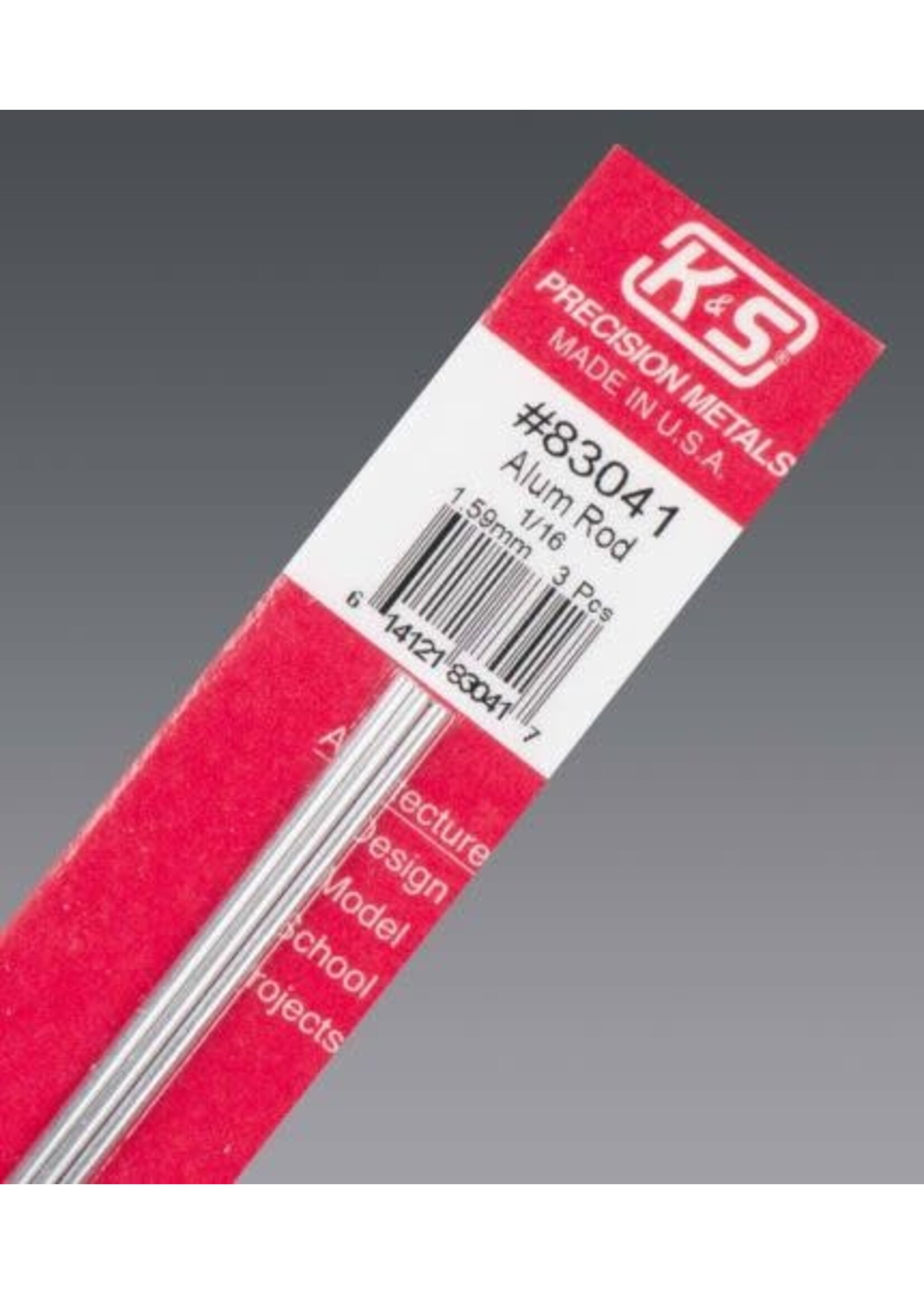 K&S Metals KSE83041 1/16"Aluminum Rod (3pc)
