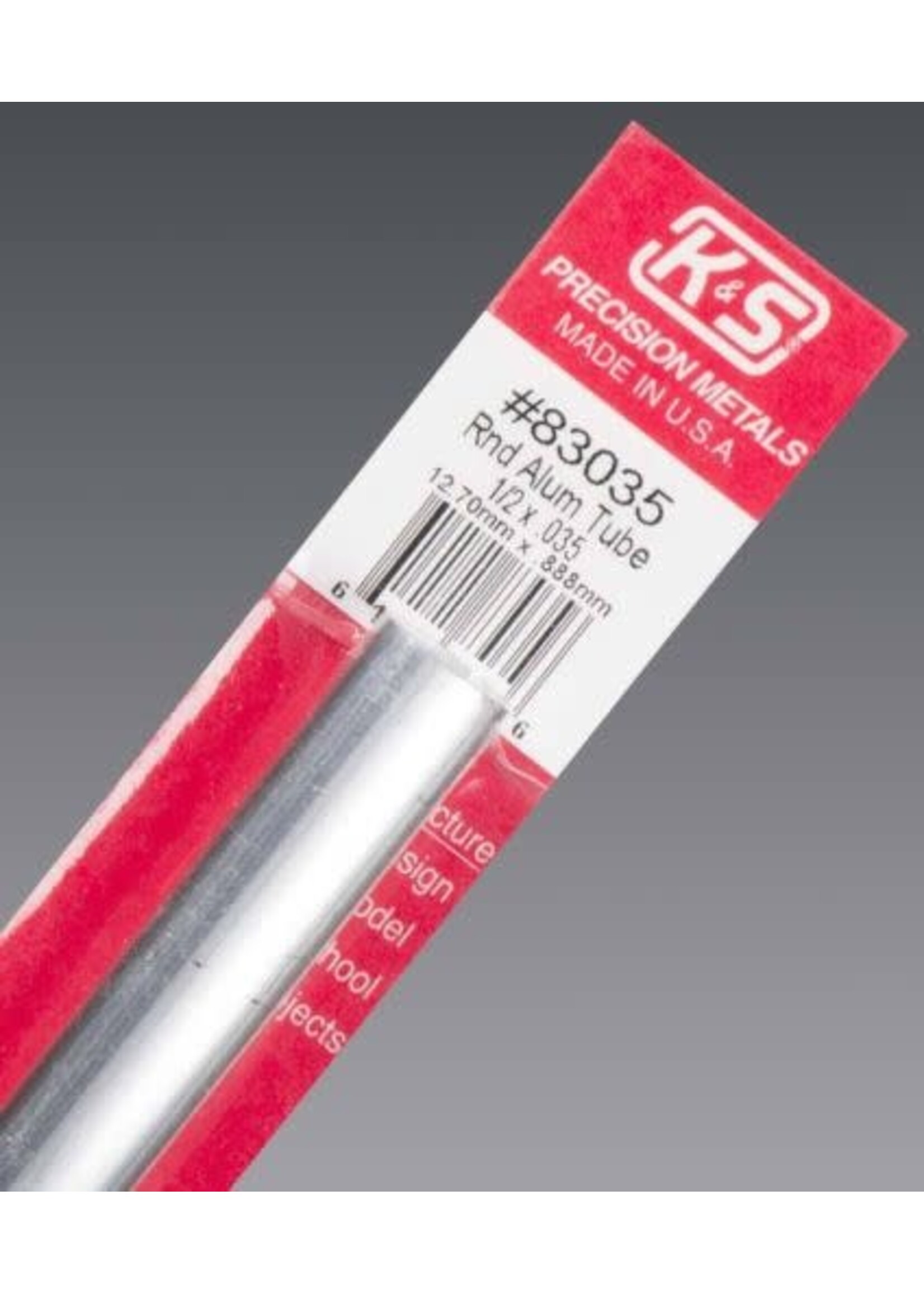 K&S Metals KSE83035 1/2x.035 Round Aluminum Tube (1pc)