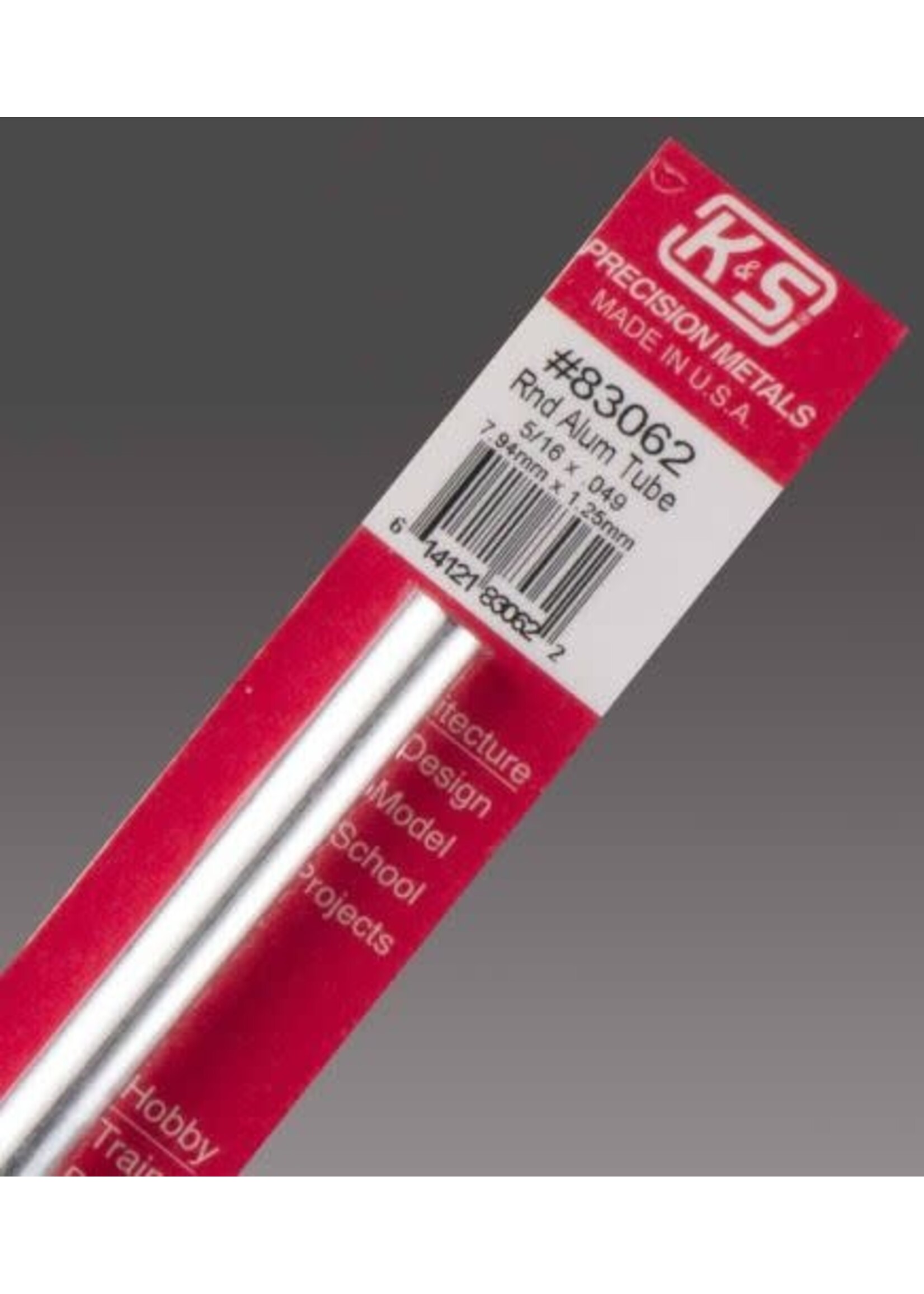 K&S Metals KSE83062 5/16x.049 Round Aluminum Tube (1pc)