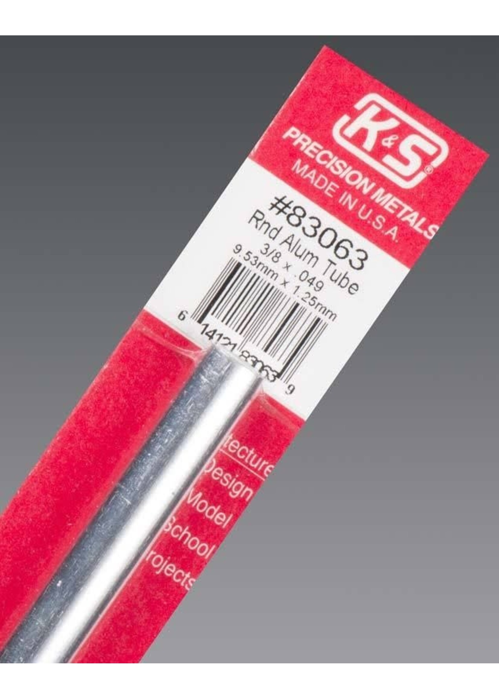 K&S Metals KSE83063 3/8x.049 Round Aluminum Tube (1pc)