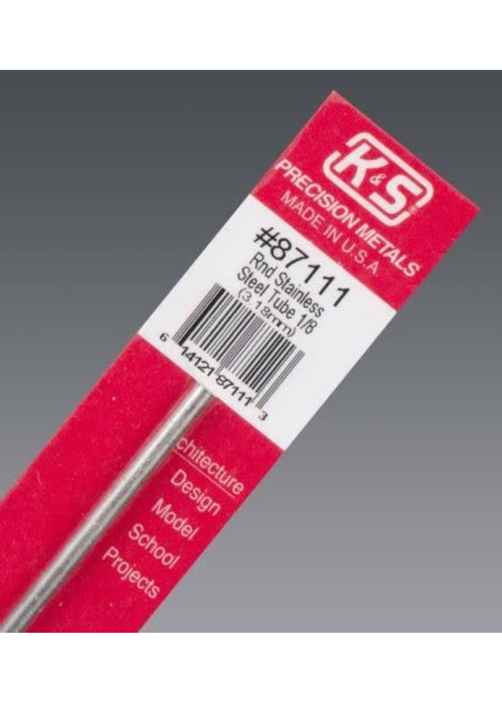 K&S Metals KSE87111 1/8" Round Stainless Steel Tube (1pc)