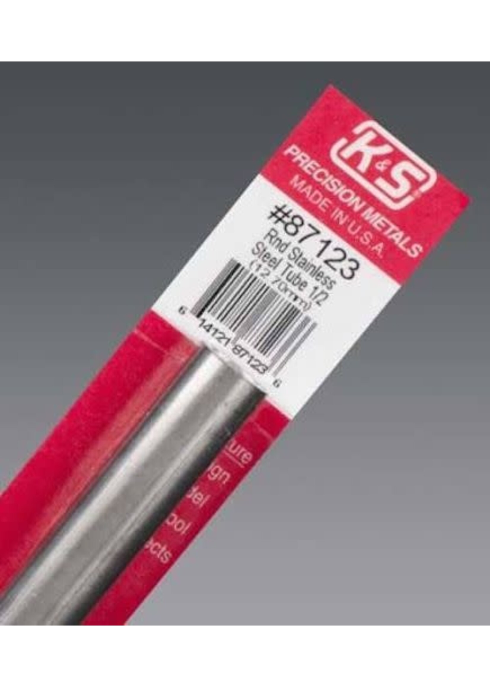 K&S Metals KSE87123 1/2" Round Stainless Steel Tube