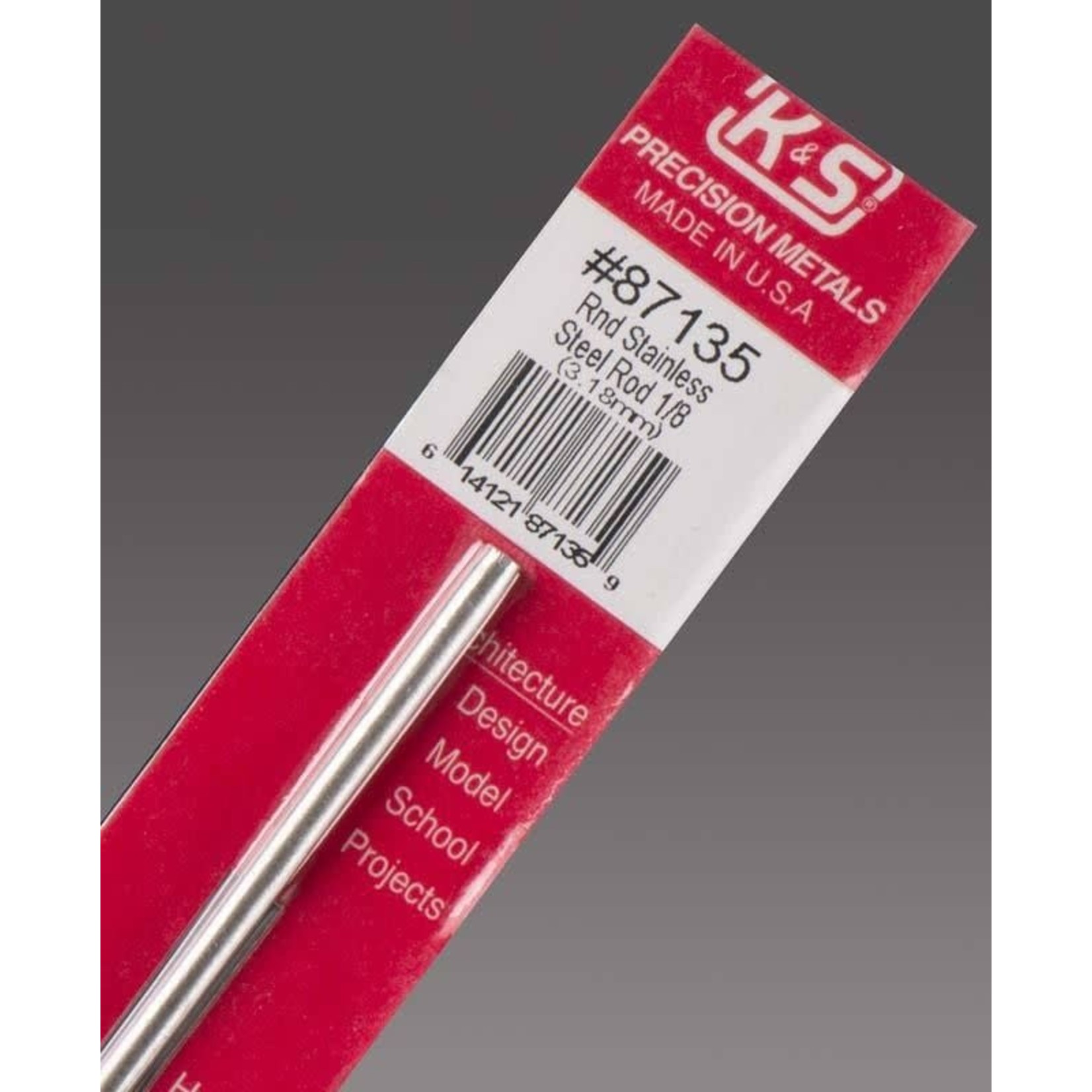 K&S Metals KSE87135 1/8 inch Stainless Steel Rod