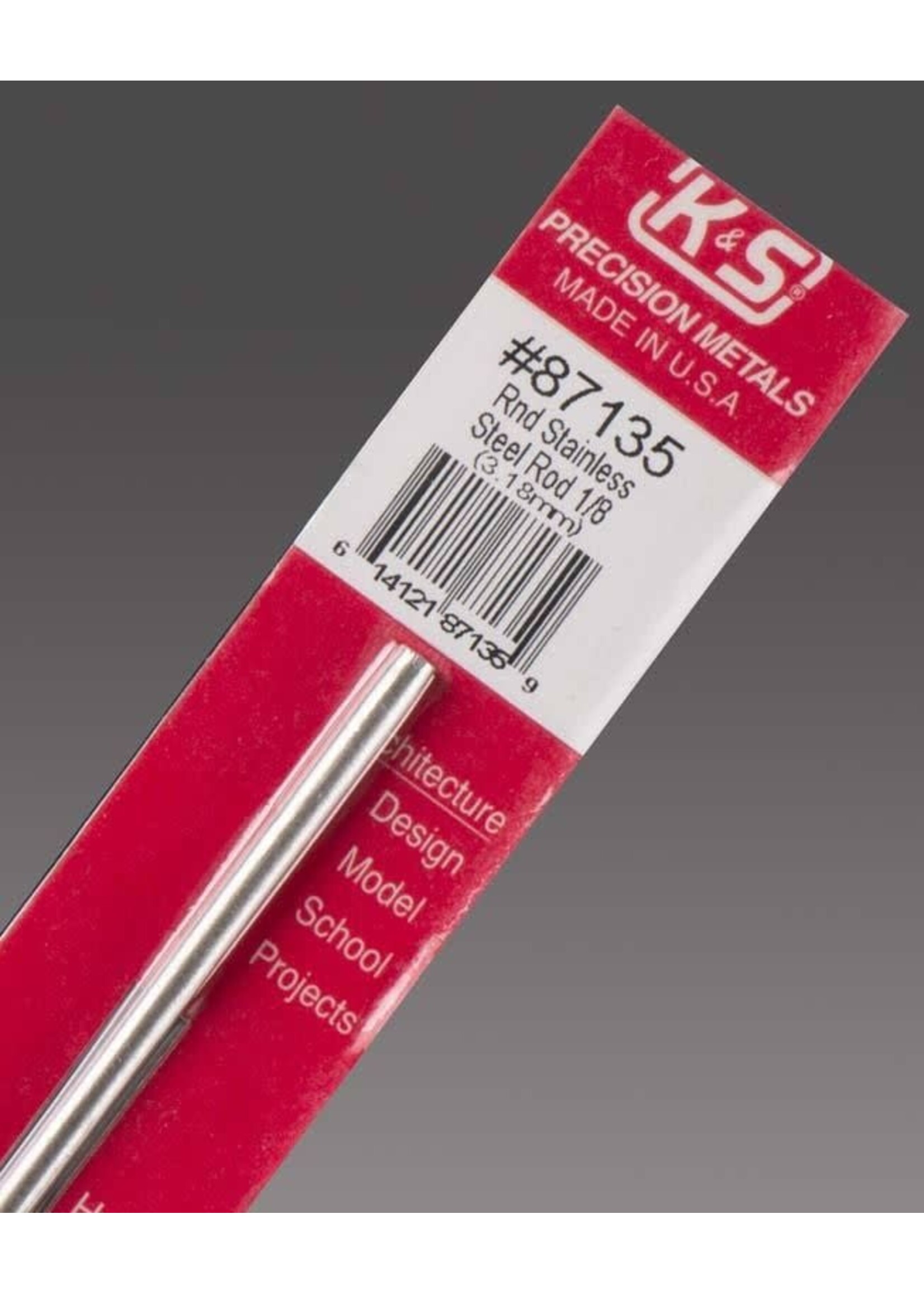 K&S Metals KSE87135 1/8 inch Stainless Steel Rod