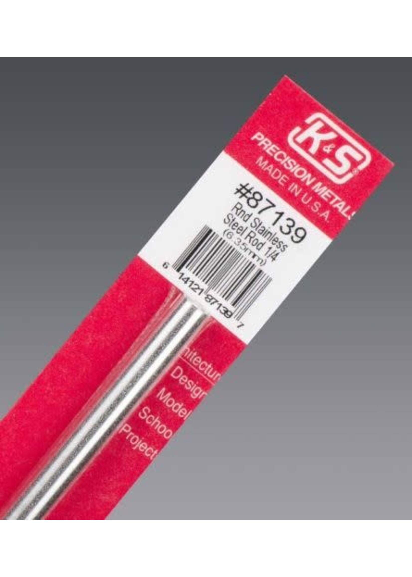 K&S Metals KSE87139 1/4" Round Stainless Steel Rod