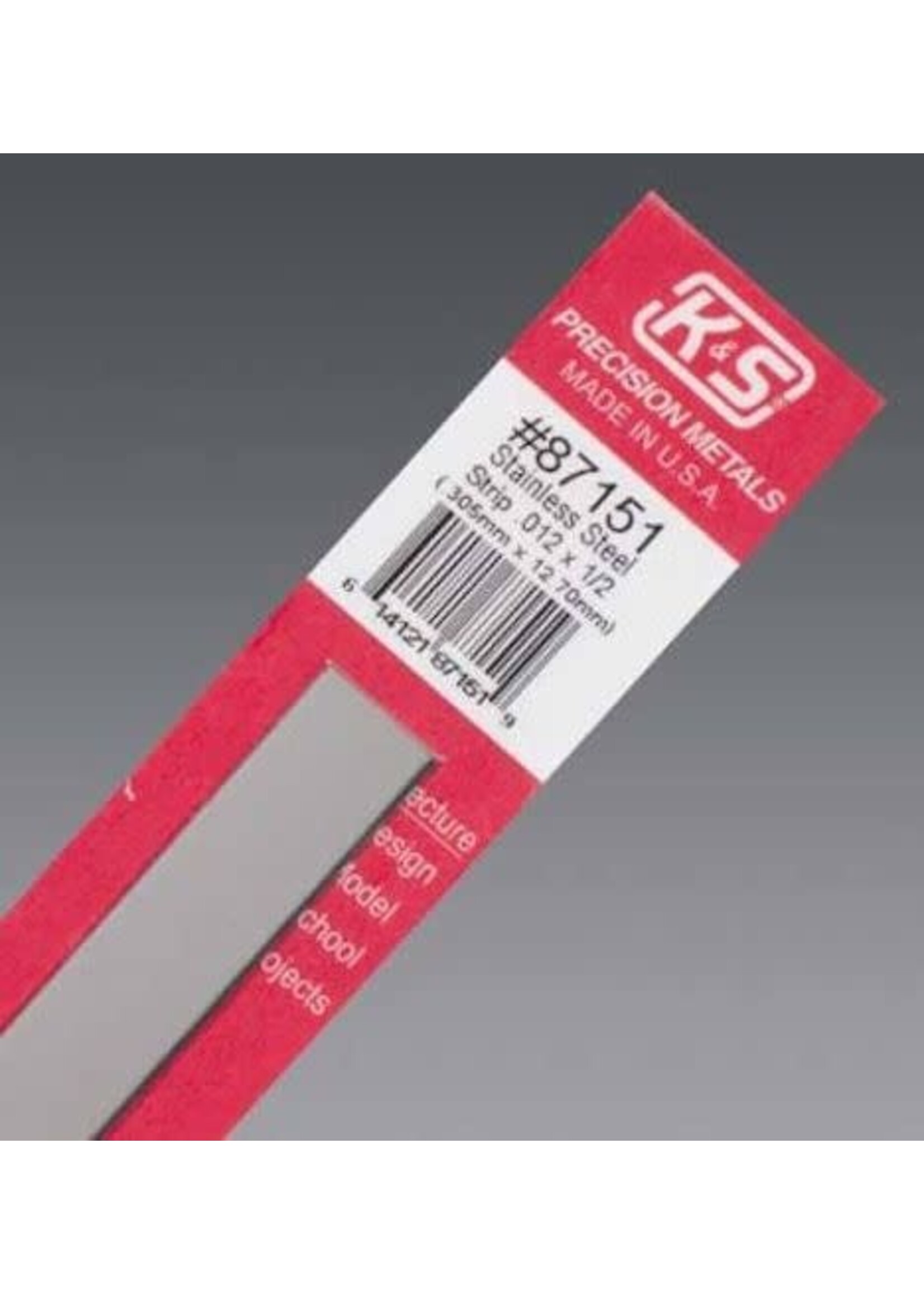 K&S Metals KSE87151 .012x1/2" Stainless Steel Strip