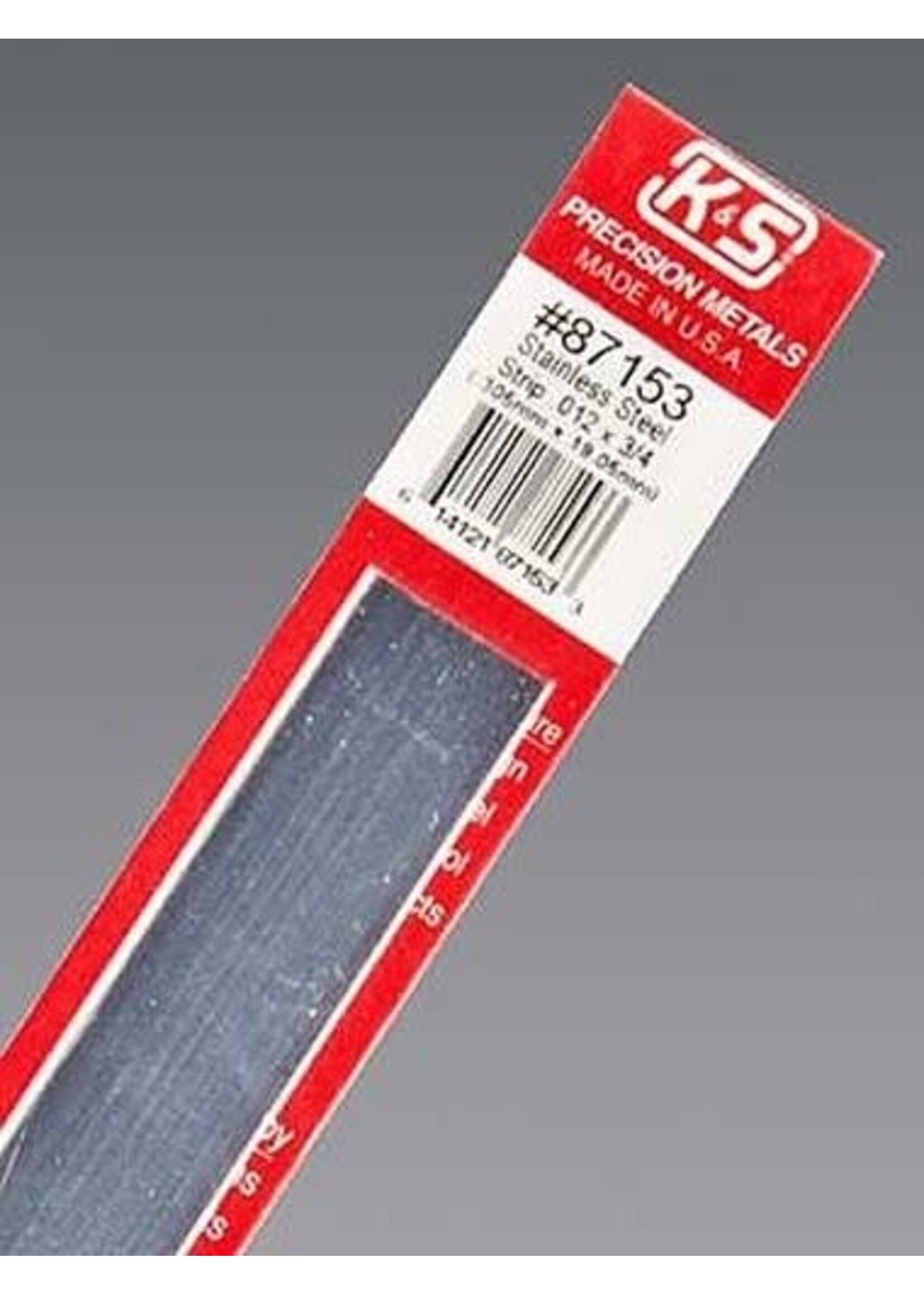K&S Metals KSE87153 .012x3/4" Stainless Steel Strip