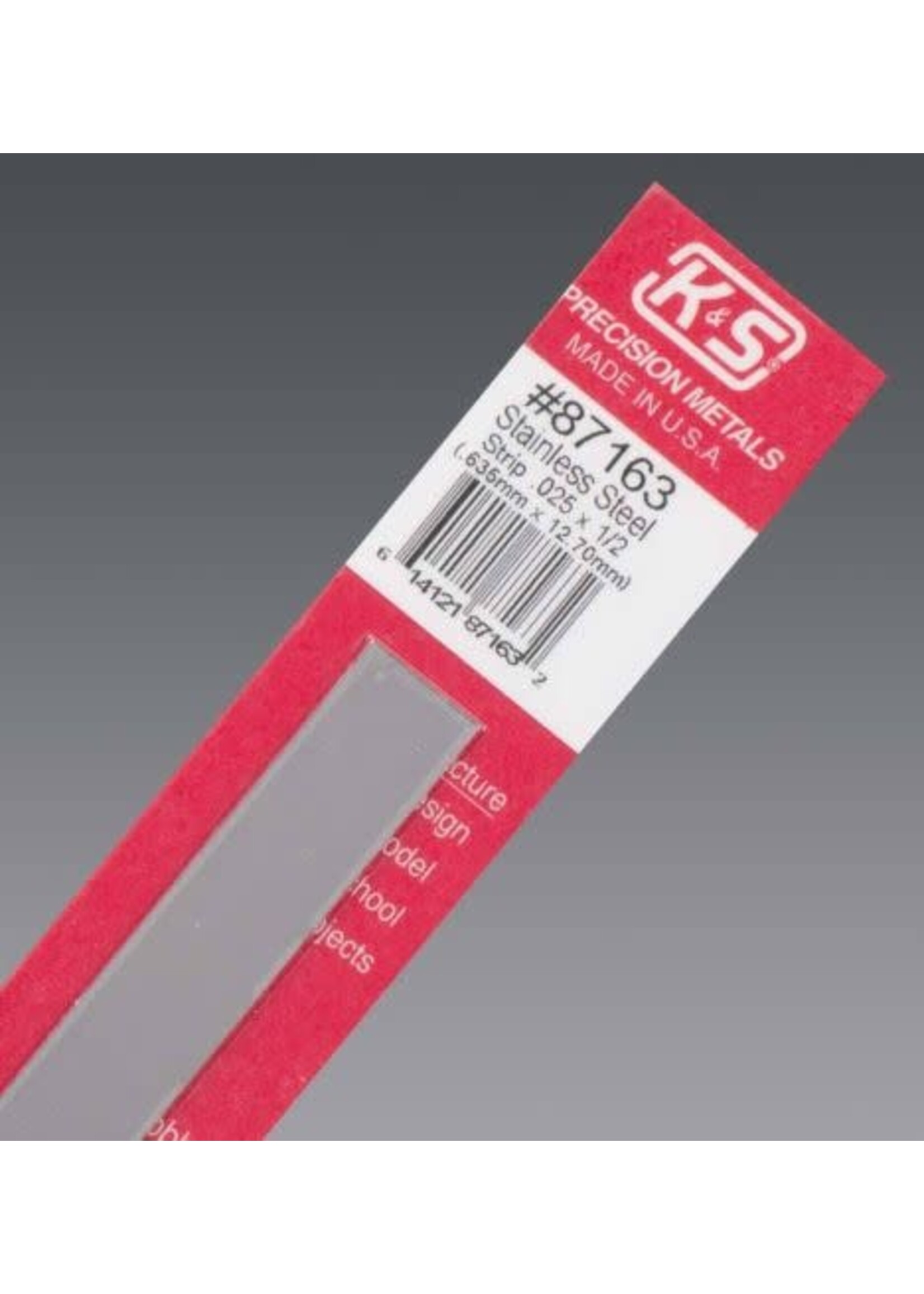 K&S Metals KSE87163 .028x1/2" Stainless Steel Strip