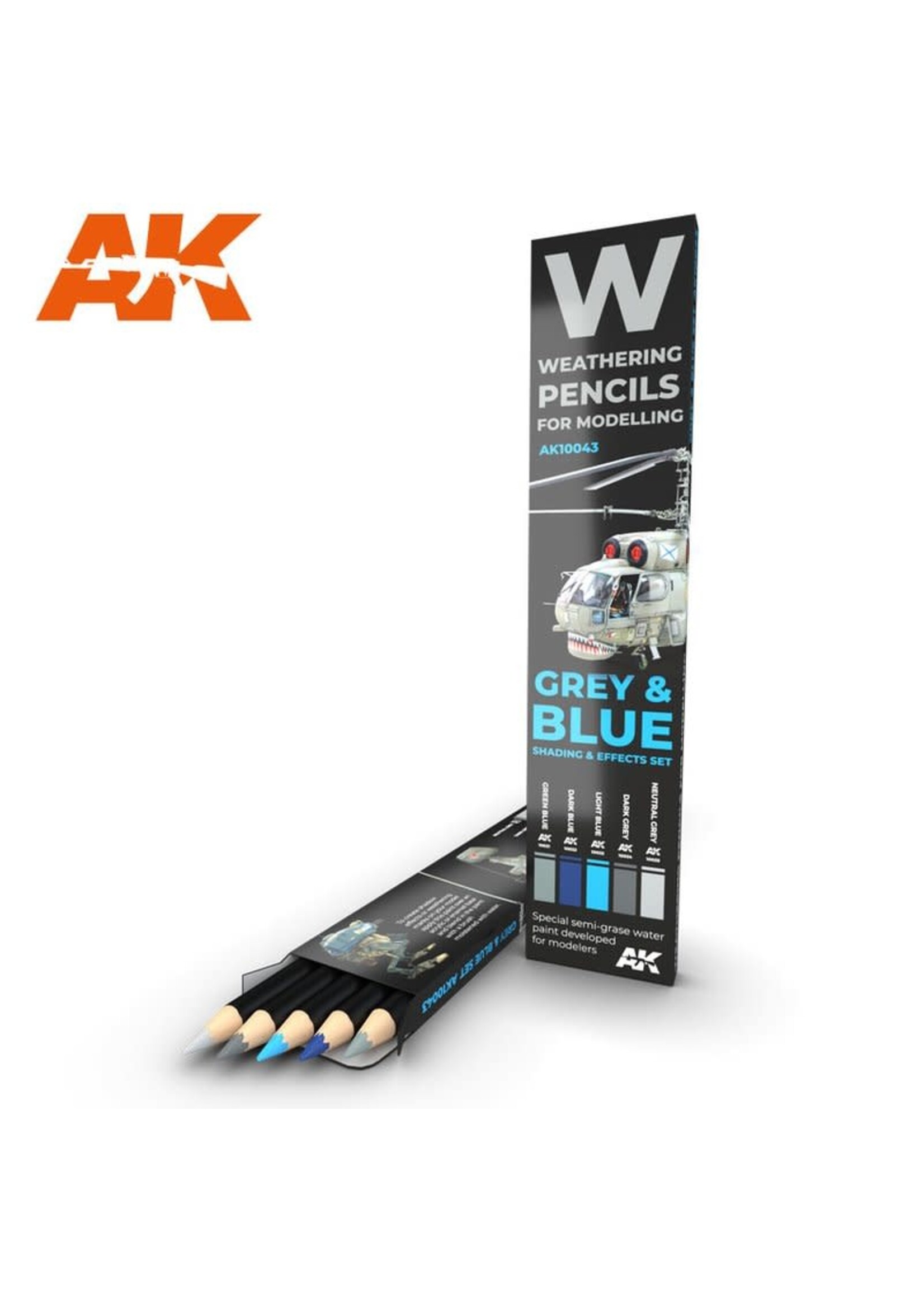 AK Interactive AK-10043 Watercolor Pencil Grey & Blue Camo (5 Pack)