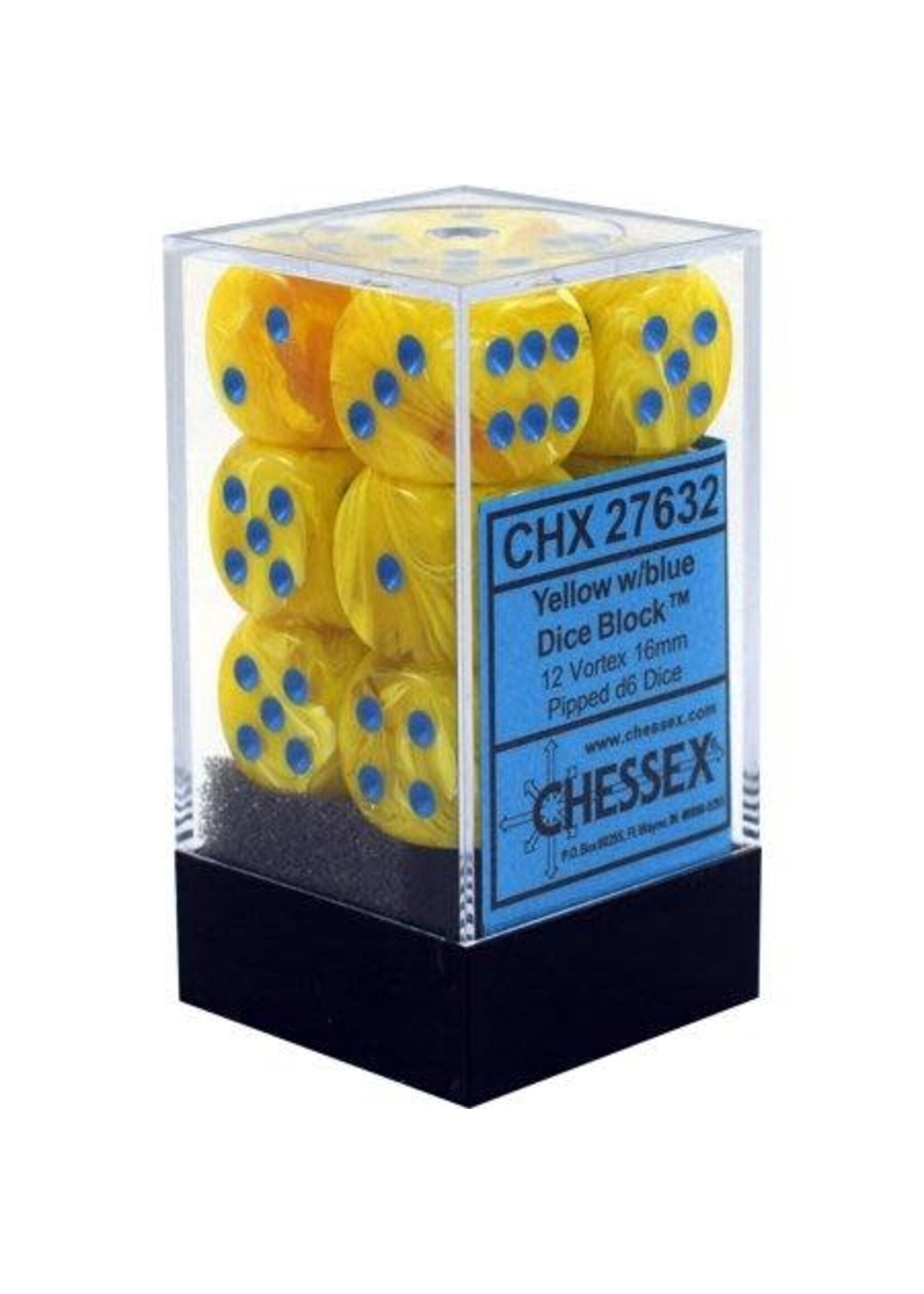 Chessex Dice 16mm 27632 12pc Vortex Yellow/Blue