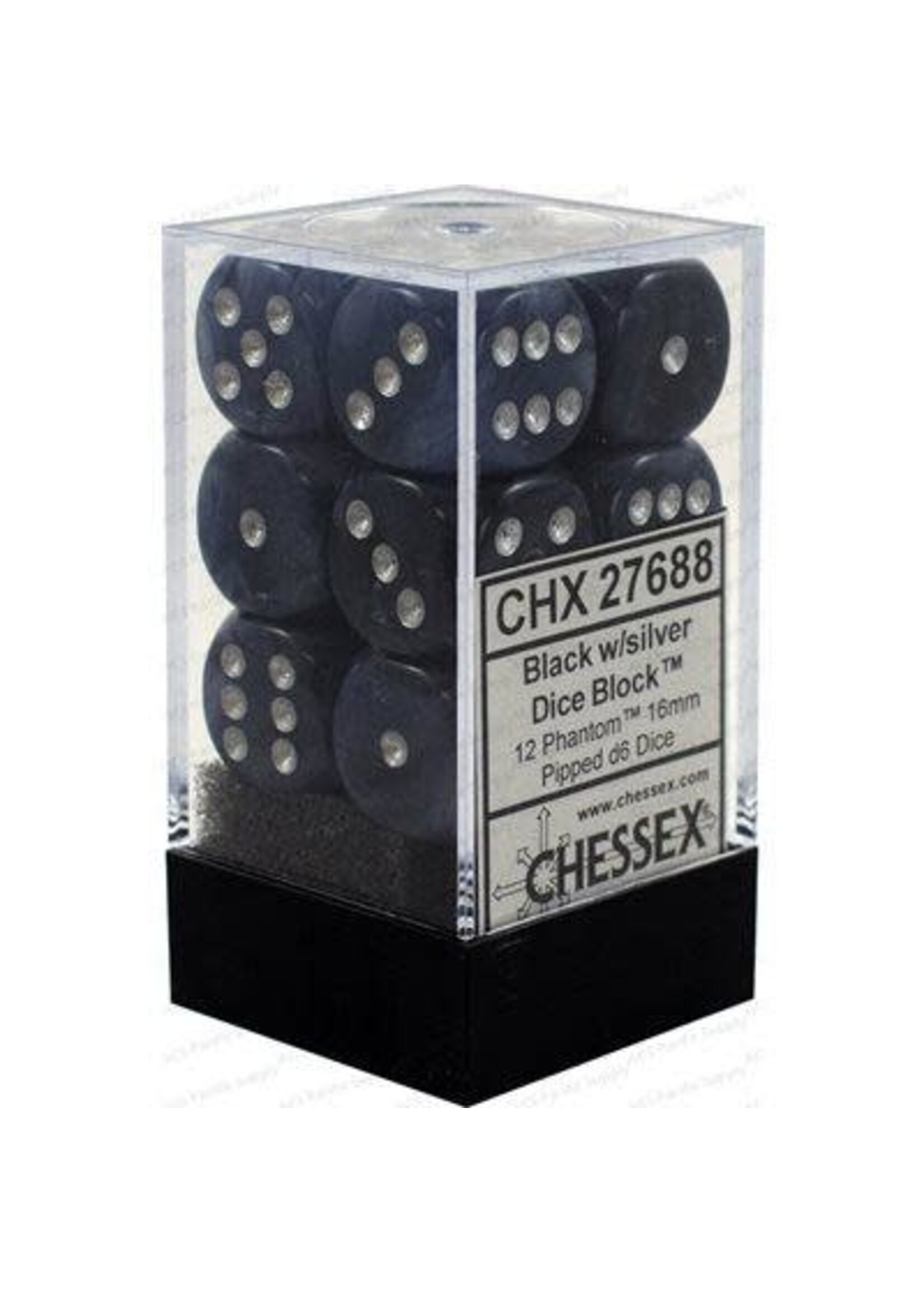 Chessex ***Dice 16mm 27688 12pc Phantom Black/Silver