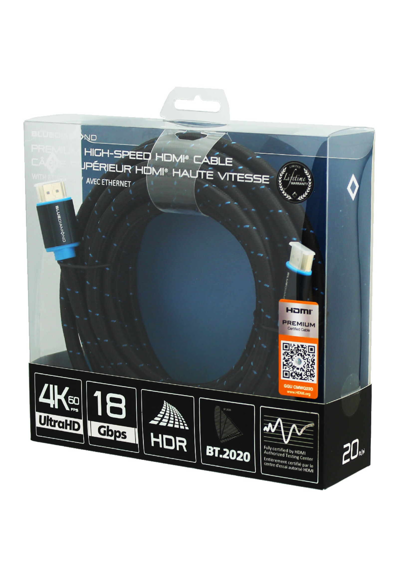Blue Diamond Premium HDMI 4K Cable w/Ethernet 20'