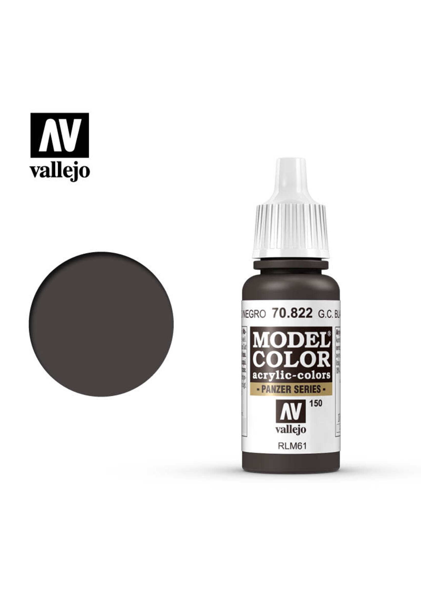 Vallejo VAL70822 Model Color SS Camouflage Black Brown (17ml)