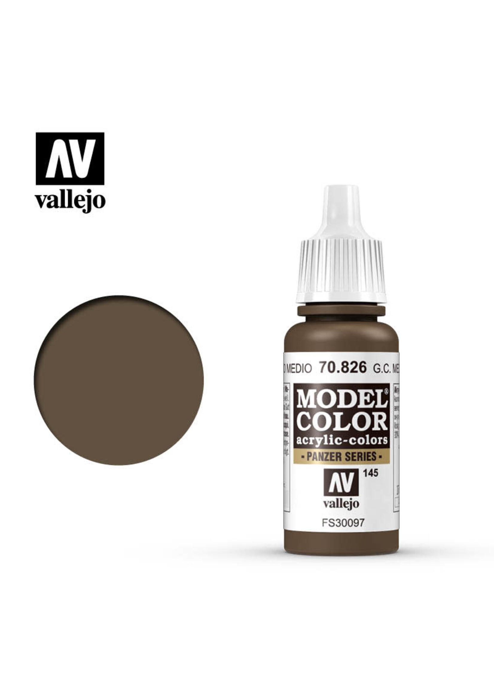 Vallejo VAL70826  #129 Model Color German Camouflage Medium Brown (17ml)