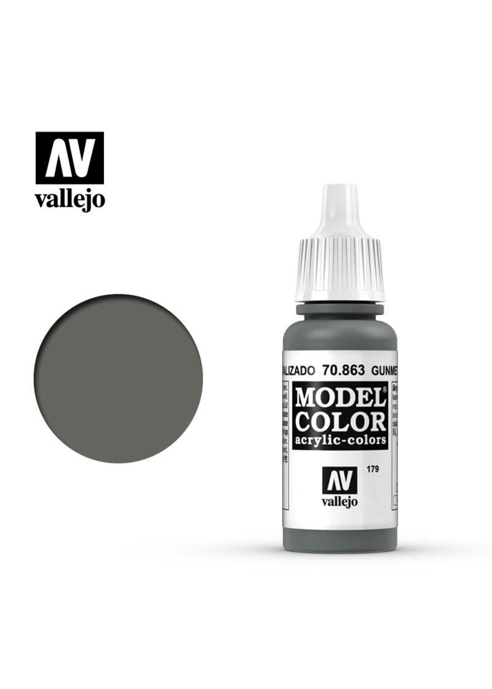 Vallejo VAL70863 Model Color 179 Gunmetal Grey Metalic (17ml)