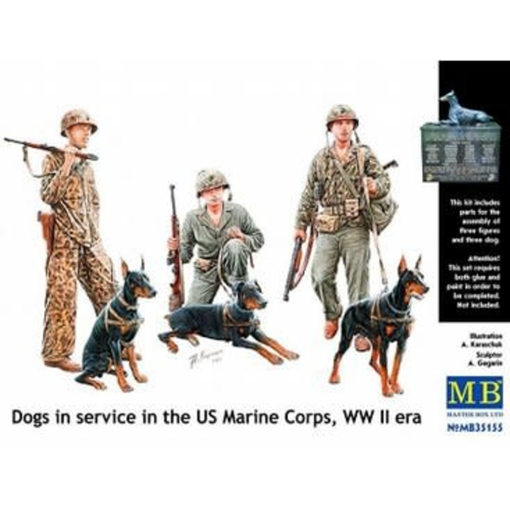 Master Box MSTBX35155 Dogs in Service USMC WWII (1/35)