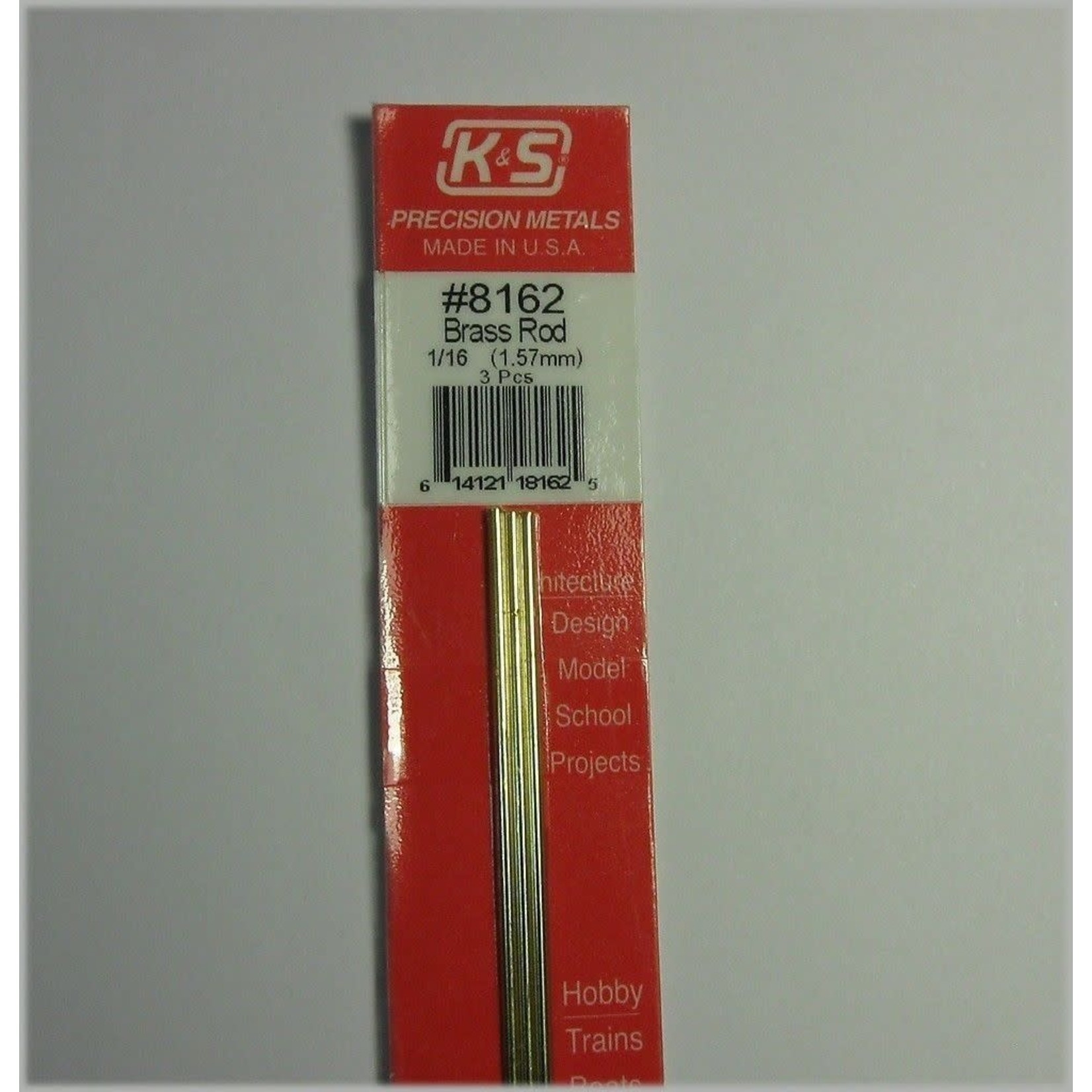 K&S Metals KSE8162 1/16 in Solid Brass Rod (3pc)