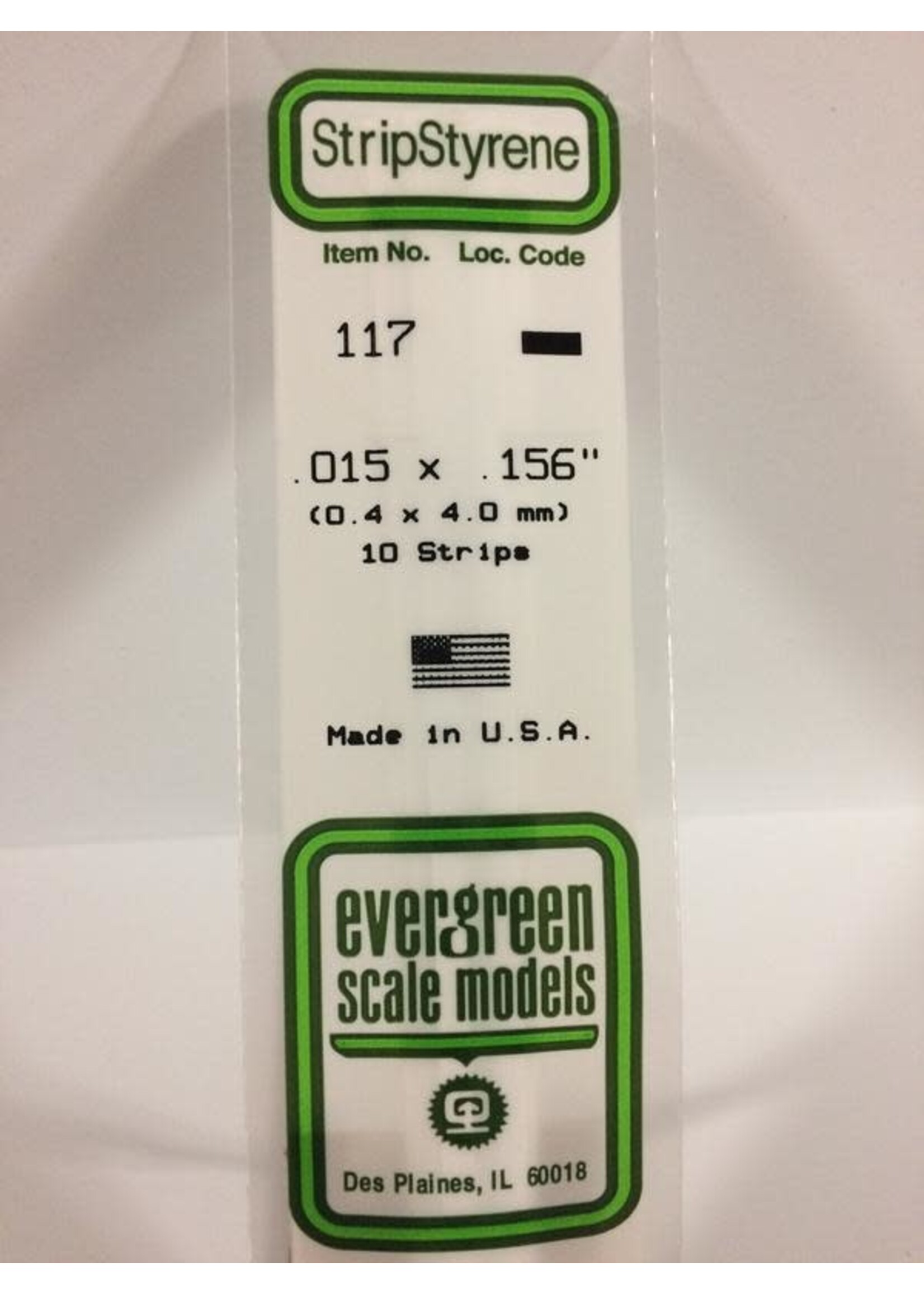 Evergreen Scale Models EVE117 Styrene .015x.156 Strip (10pc)