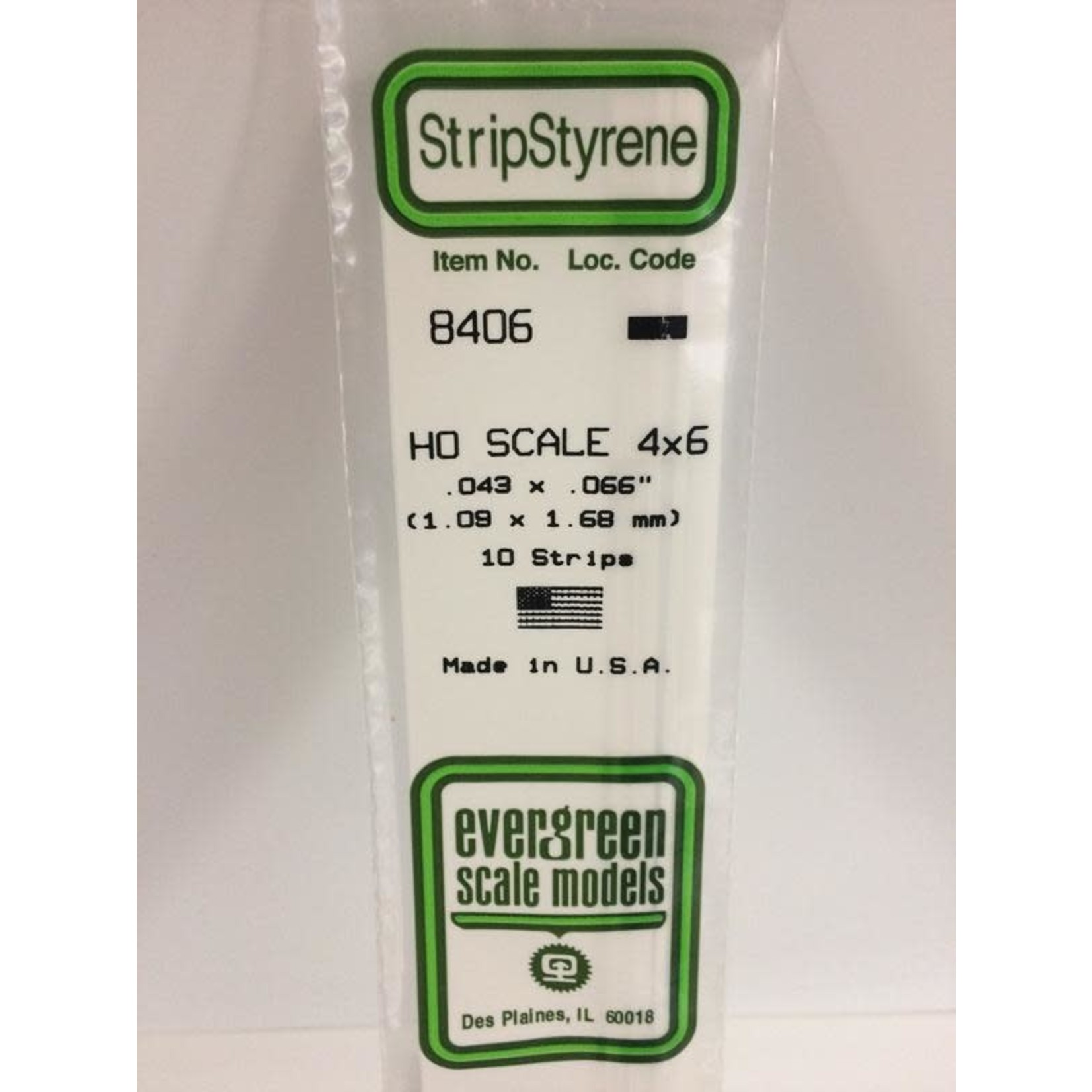 Evergreen Scale Models EVE8406 Styrene HO-Scale 4x6 Strip (10pc)